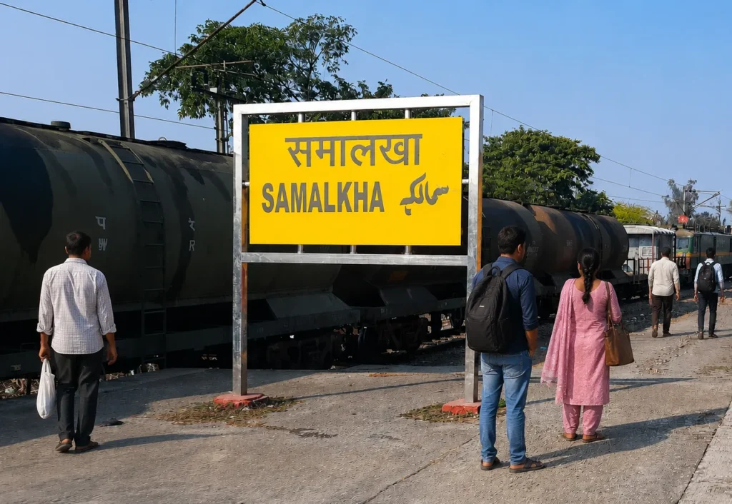 Samalkha Railway station board
